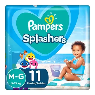 Pampers Pacote De Fraldas Splashers Para Água M-g Com 11 Unidades