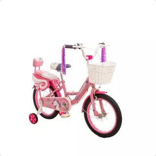 Bicicleta Infantil Unicornio Rodado 12 Rueditas Canasto Love