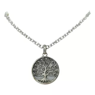 Cadena Y Medalla En Plata C/nácar Árbol De La Vida (c505)