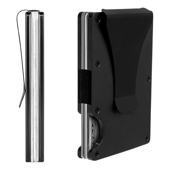 Billetera Wallet Tarjetero Con Rfid Hombre Aluminio Clip