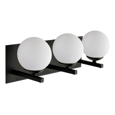 Aplique 3 Luces Elyn Negro Globo Opal Apto Led G9 Deco