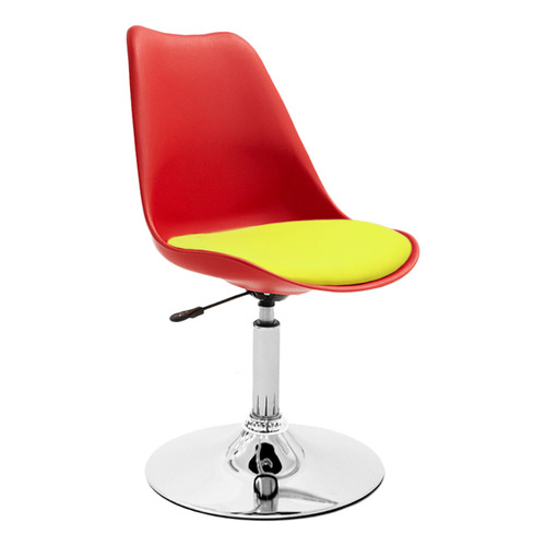 Silla Tulip Eames Para Escritorio Con Base Fija Newmo Roja De Asiento Amarillo