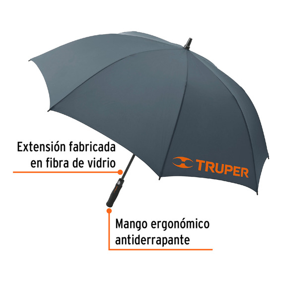 Sombrilla Automática 130cm Paraguas Truper 65012 Color Gris oscuro Diseño de la tela Liso