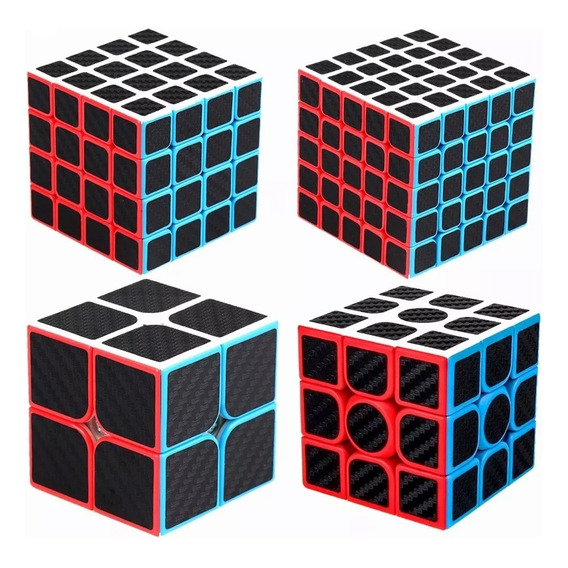 Pack 4 Cubos Tipo Fibra De Carbono 2x2, 3x3, 4x4, 5x5