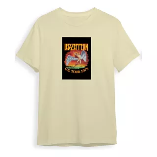 Camiseta Led Zeppelin Rock N Roll Tour 1975 Classico Malha