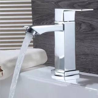Torneira Prata De Banheiro Lavabo Luxo Metal Cromada Moderna