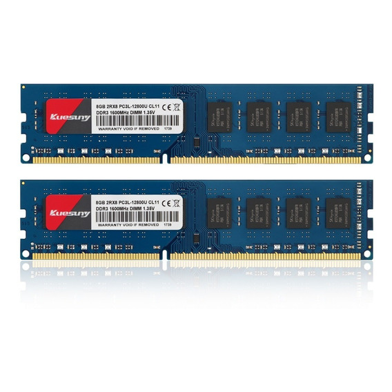 Memoria Ram Kuesuny 16gb (2x8gb)ddr3l-1600mhz Udimm Desktop 