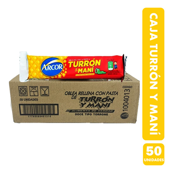 Caja De Oblea Turrón & Maní De Arcor (caja Con 50 Unidades)