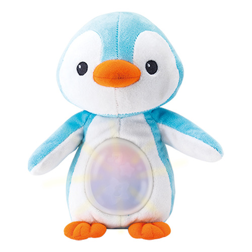 Peluche Pingüino Afelpado C/luz Y Canciones Cuna Bebé Winfun Color Celeste