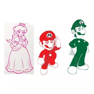 Vinil Sticker Calcomania Decorativo Mario Bros Luigi Peach 