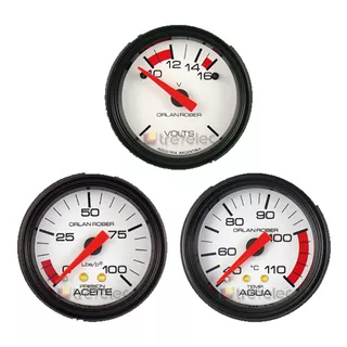 Kit De 3 Relojes Orlan Rober Presión De Aceite +  Voltimetro +  Temperatura De Agua