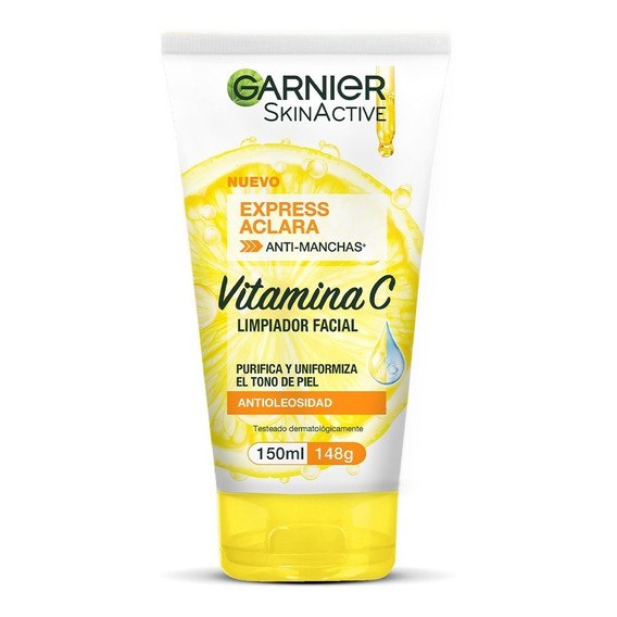 Garnier Skin Active Limpiador Facial Express Aclara Anti Manchas Vitamina C Piel Mixta 150 mL