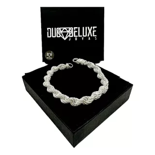 Pulsera Hombre Torzal Diamanta8 Plataley.925 Duodeluxejoyas®