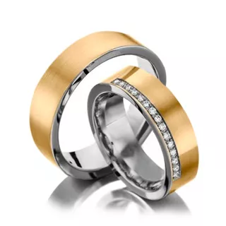 Alianças Casamento Ouro E Prata Polidas 5mm 10g