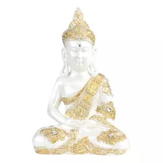 Enfeite Buda Pedra 30cm Gesso Perolizado Decoração Hindu