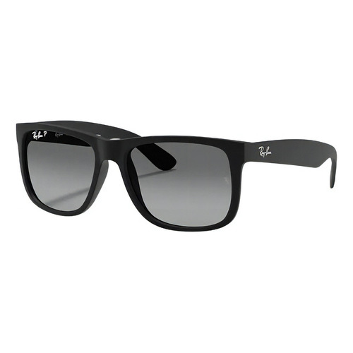 Gafas de sol polarizados Ray-Ban Justin Classic RB4165 LARGE con marco de nailon color matte black, lente transparent de policarbonato degradada, varilla matte black de nailon - RB4165