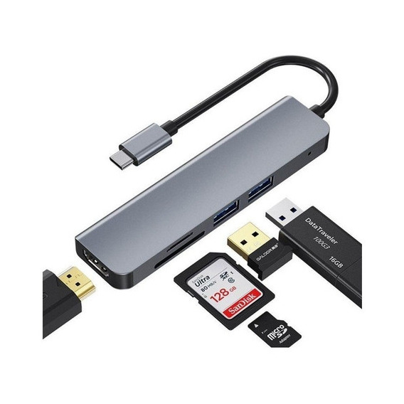 Hub Adaptador Usb 5 En 1 Hdmi Usb 3.0 Tf Sd