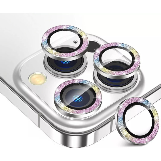 Protector Camara Brillos Arco Iris Para iPhone 15 Pro Max 
