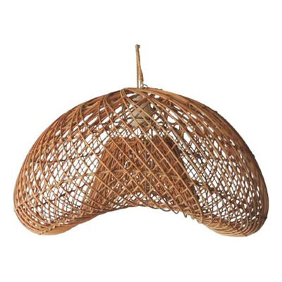 Colgante Deco Moderno De Ratán Arda 70x40x50 Natural  Natural/cable Blanco