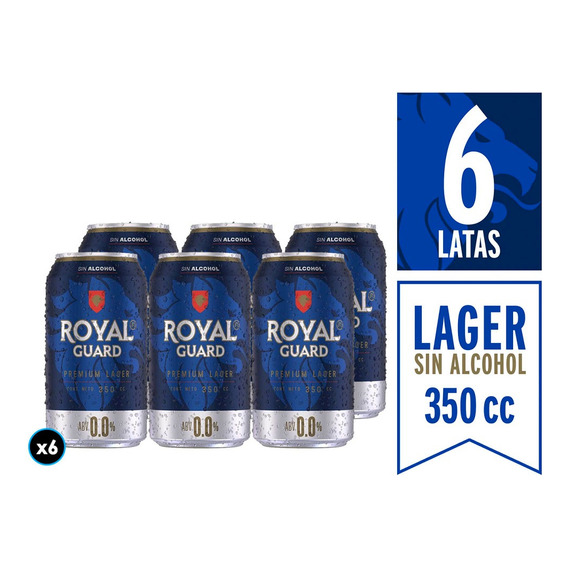 Pack 6 Cerveza Sin Alcohol Royal Guard Cero Lata 330cc