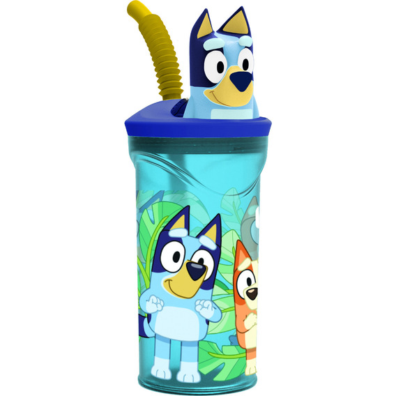 Vaso Niños 400ml Bluey Figura 3d Con Bombilla