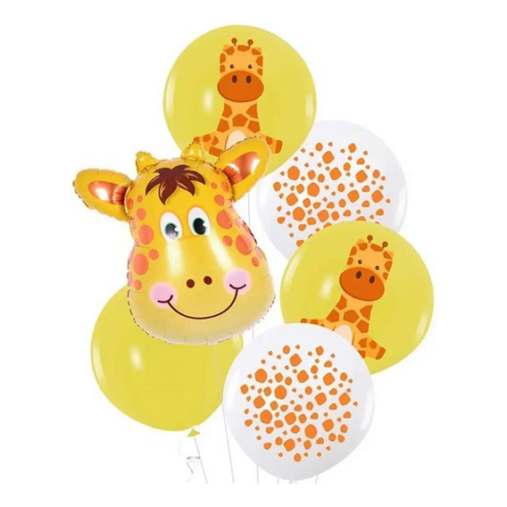 Set Globos Látex Estampado Animales 6pcs Decoración Belina