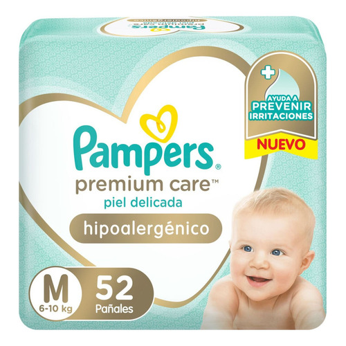 Pañales Ultra Absorventes Pampers Premium Care M X 52 Unid Tamaño Mediano (M) (6-10kg)