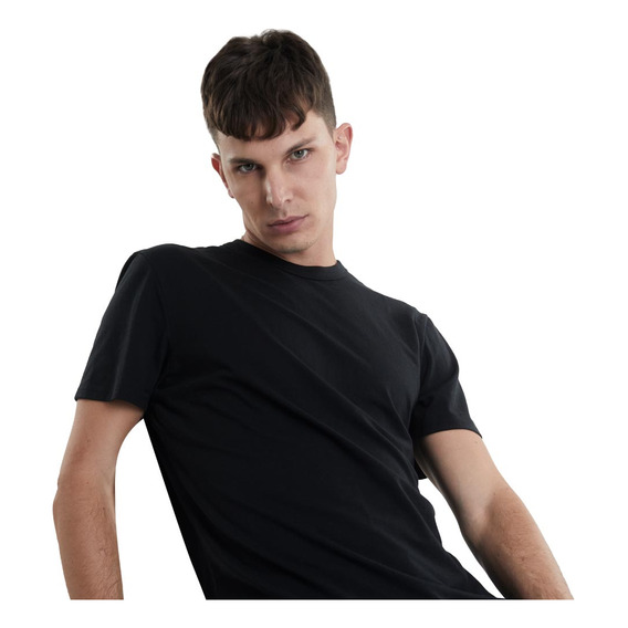 Playera Negro Básica Manga Corta Hombre Deep Selection T421