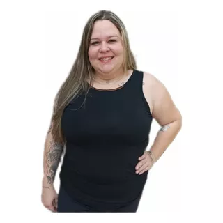 Regata Plus Size Lisa Com Detalhe Em Dourado Tam. M Ao G7