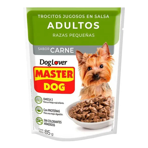 Alimento Master Dog Alimento Húmedo Sachet Master Dog  Para Perro Adulto De Raza Pequeña Sabor Carne En Sobre De 100g