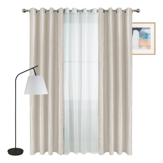 Cortinas Blackout De Gasa Para Ventana 140*230cm 3 Paneles