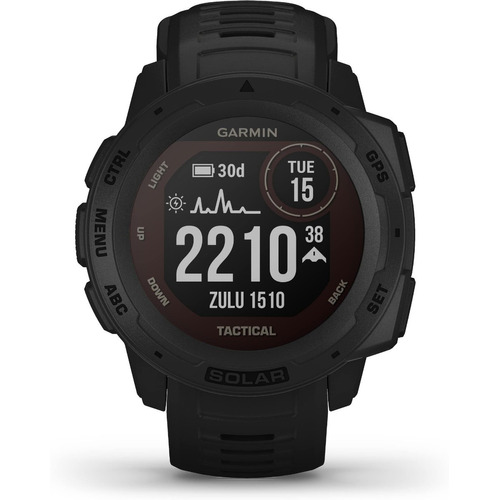 Reloj Garmin Instinct Solar Tactical Smartwatch Resistente Color de la caja Black Color de la malla Black Color del bisel Black