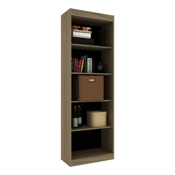 Biblioteca Muebles Web Biblioteca Simple Color Almendra/negro 181cm X 60cm X 30cm Con 5 Estantes