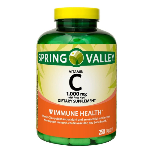 Vitamina C 1000mg 250 Tabletas Spring Valley Sistema Inmune Sabor S/n