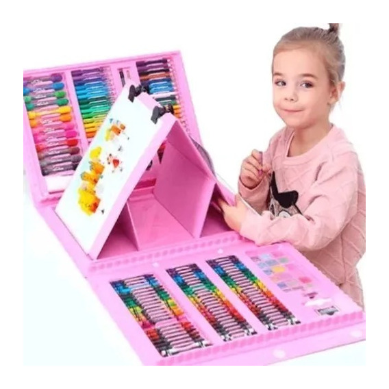 Set De Arte Niños 208 Piezas Crayolas Acuarelas Colores
