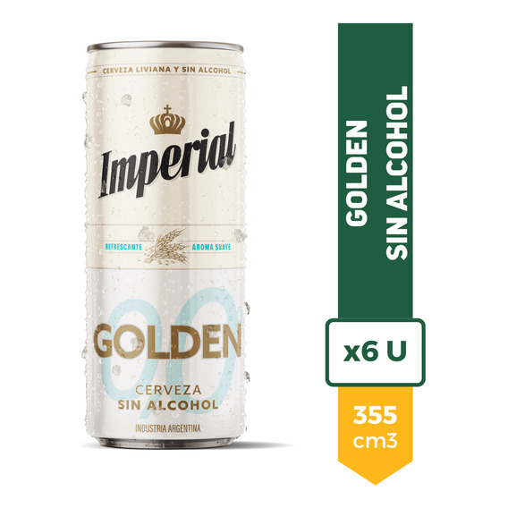 Cerveza Imperial Golden Sin Alcohol 0,0 Lata 355ml Pack X6