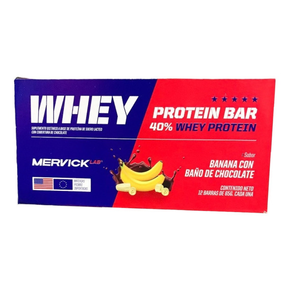 Suplemento en barra MervickLab  Whey Protein Bar carbohidratos sabor banana en caja de 780g 12 un