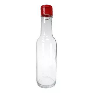 Botella De Vidrio Salsa 5 Oz 165 Ml 1 Pz Tapa Roja