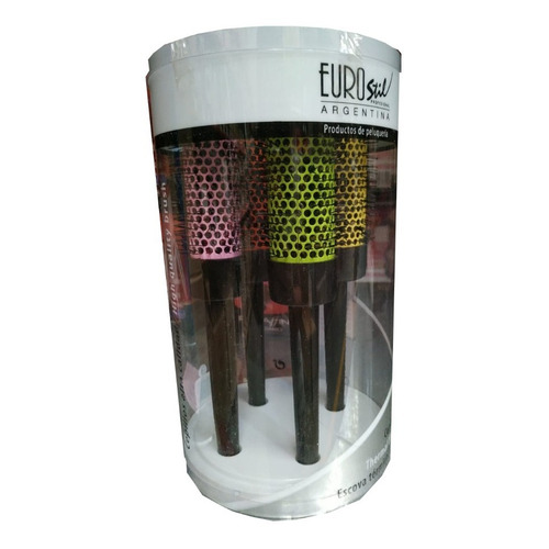 Kit De 4 Cepillos Brushing Térmicos Color Eurostil Color Negro