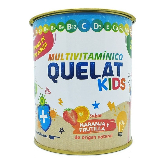 Suplemento Multivitamínico En Polvo Quelat Kids 150 Gr Sabor Naranja y Frutilla