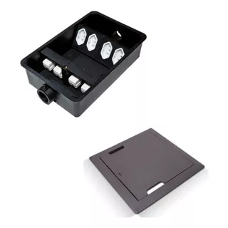 Kit Caixa De Tomadas Piso Elevado 4 Eletrica E 4 Rj45