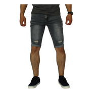 Short Jeans Elasticado Hombre Gris 