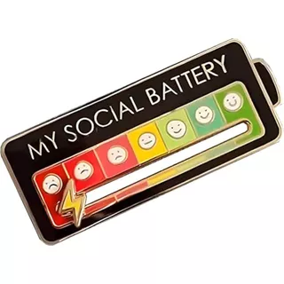 Pin My Social Battery Broche Bateria Social Criativo