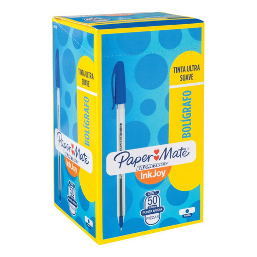 Caja X50 Lapiceras Paper Mate Kilometrico St100 Azul T/med