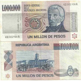 Billete 1.000.000 Pesos Ley Serie A 1 Millon Excelente