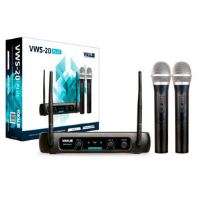 Microfone Duplo De Mão Vhf Vokal Vws 20 Plus Sem Fio