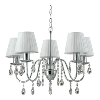 Colgante Araña Elegante Paris-5 5xe27 Cairel Pant.tela Cromo Cromo