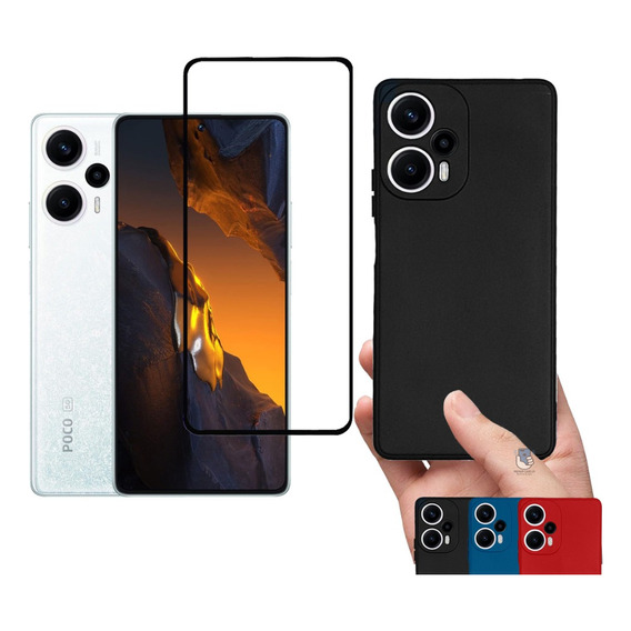 Funda Silicon Case Para Xiaomi Poco F5 + Vidrio Full - Pcuy