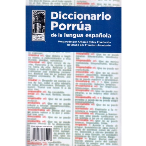 Diccionario Porrúa De La Lengua Española, De Antonio Raluy Poudevida. Editorial Porrúa, Tapa Blanda En Español