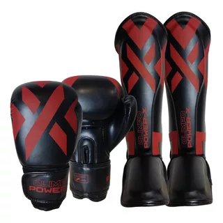 Kit Muay Thai Luva + Caneleira Profissional Power-x